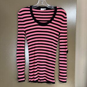 Sonia Rykiel Paris Pink and Black Striped Sweater